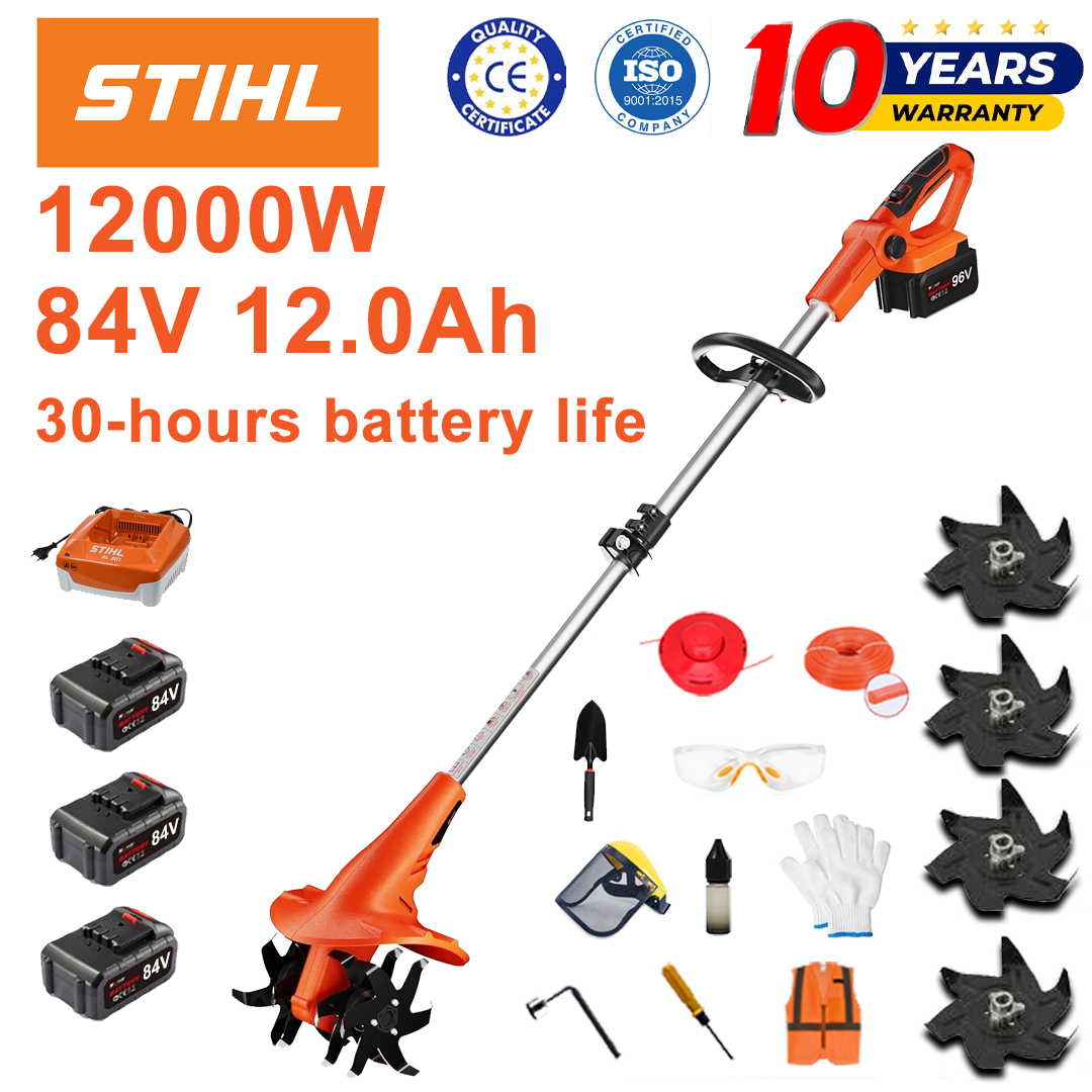 (Trajanje baterije 30 sati) Plug 12000W + 84V 12.0Ah litijska baterija * 3 + brzi punjač * 1 + lopata * 1 + nož ​​pluga * 4 + disk za rezanje * 1 + uže za rezanje * 1 + razni pribor