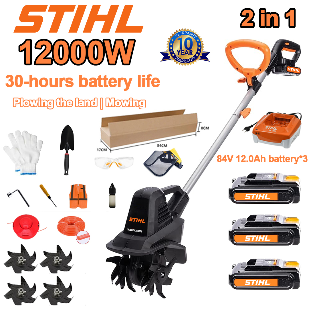 (Trajanje baterije 30 sati) Plug 12000W + 84V 12.0Ah litijska baterija * 3 + brzi punjač * 1 + lopata * 1 + nož ​​pluga * 4 + disk za rezanje * 1 + uže za rezanje * 1 + razni pribor